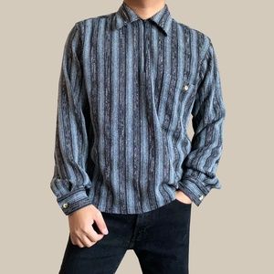 Tipo's Vintage Made in Italy Striped Quarter Zip Collared Shirt